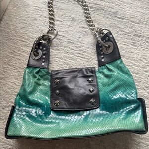 Elegant Black and Green Women's Shoulder Bag